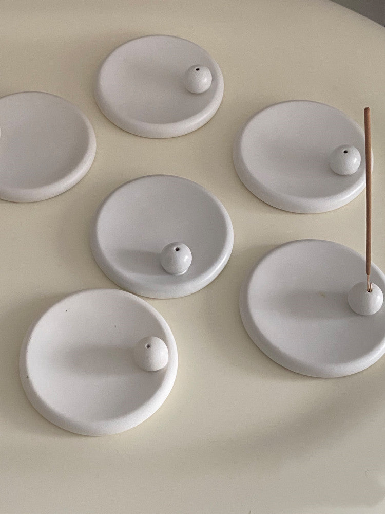 The Halo Plate - White Ceramic Incense Stick Holder