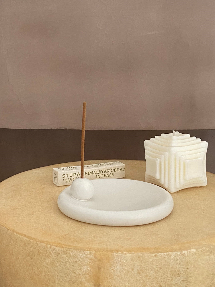 The Halo Plate - White Ceramic Incense Stick Holder