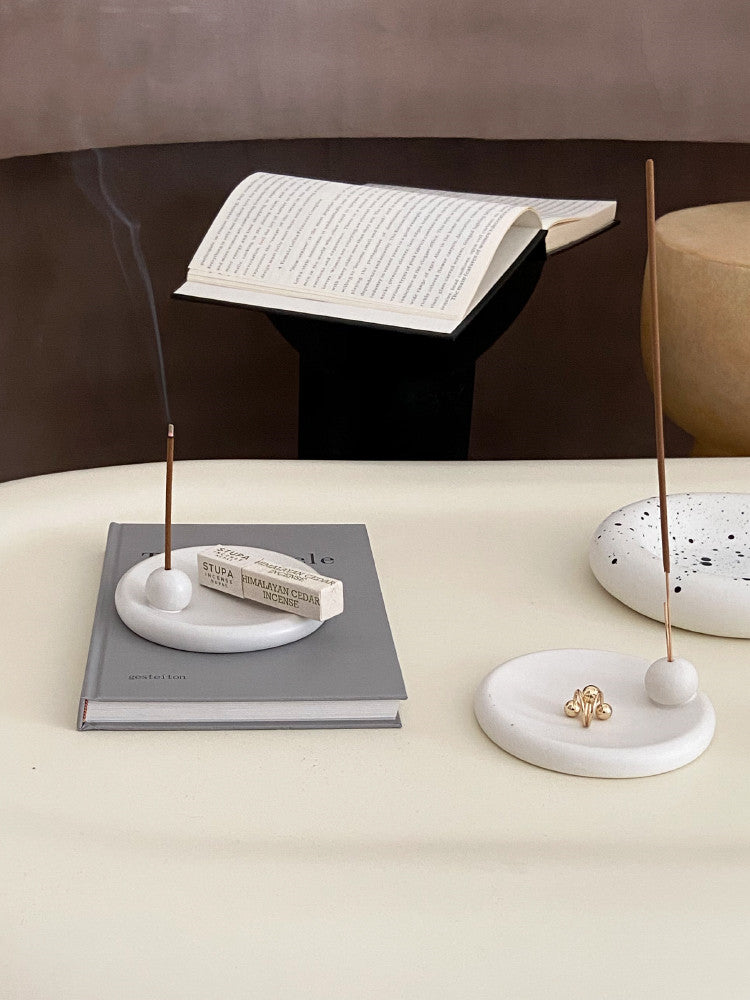 The Halo Plate - White Ceramic Incense Stick Holder
