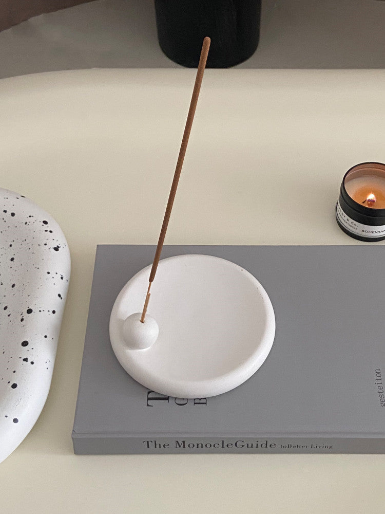 The Halo Plate - White Ceramic Incense Stick Holder